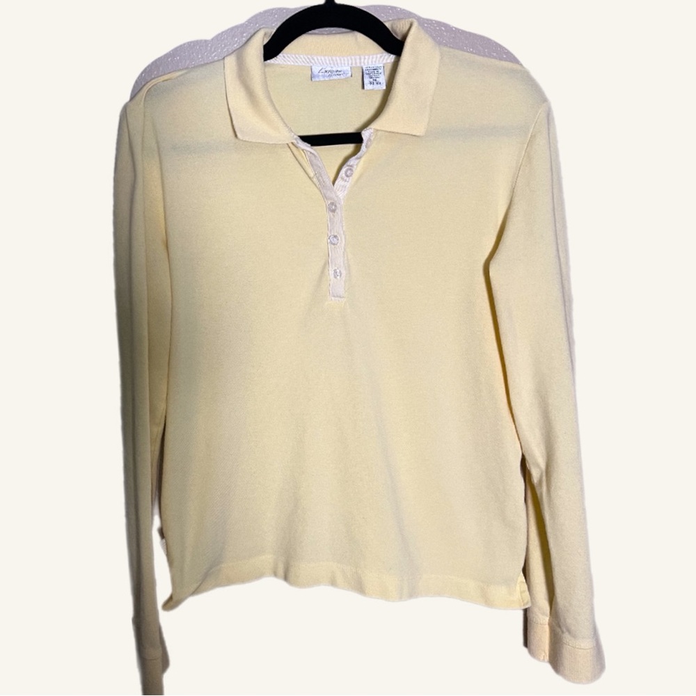Butter Yellow‎ 3/4 button up Long Sleeve Henley Summer Top size Medium timeless